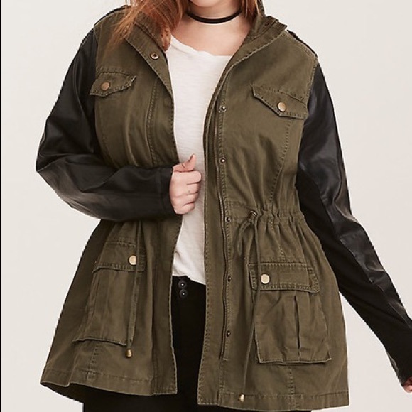 faux leather anorak